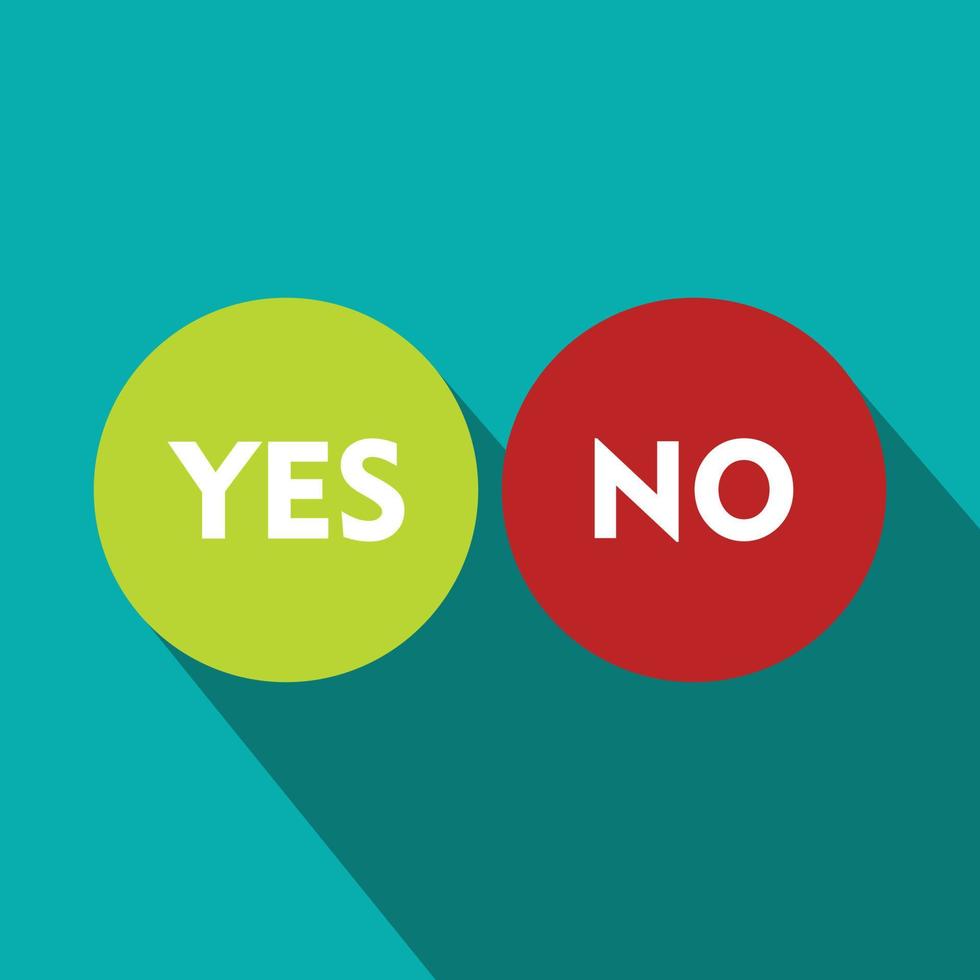 Yes and No icon, flat style vector