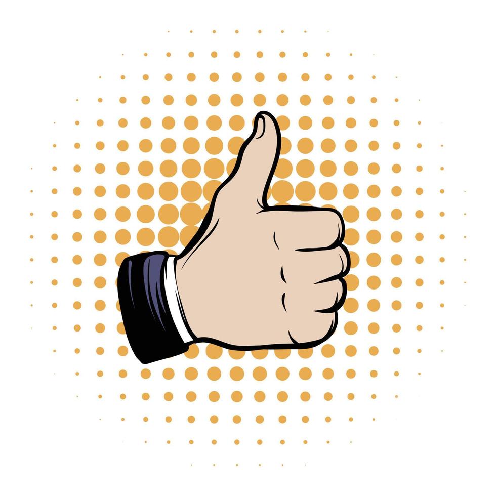 Hand doing a thumb up comics icon vector