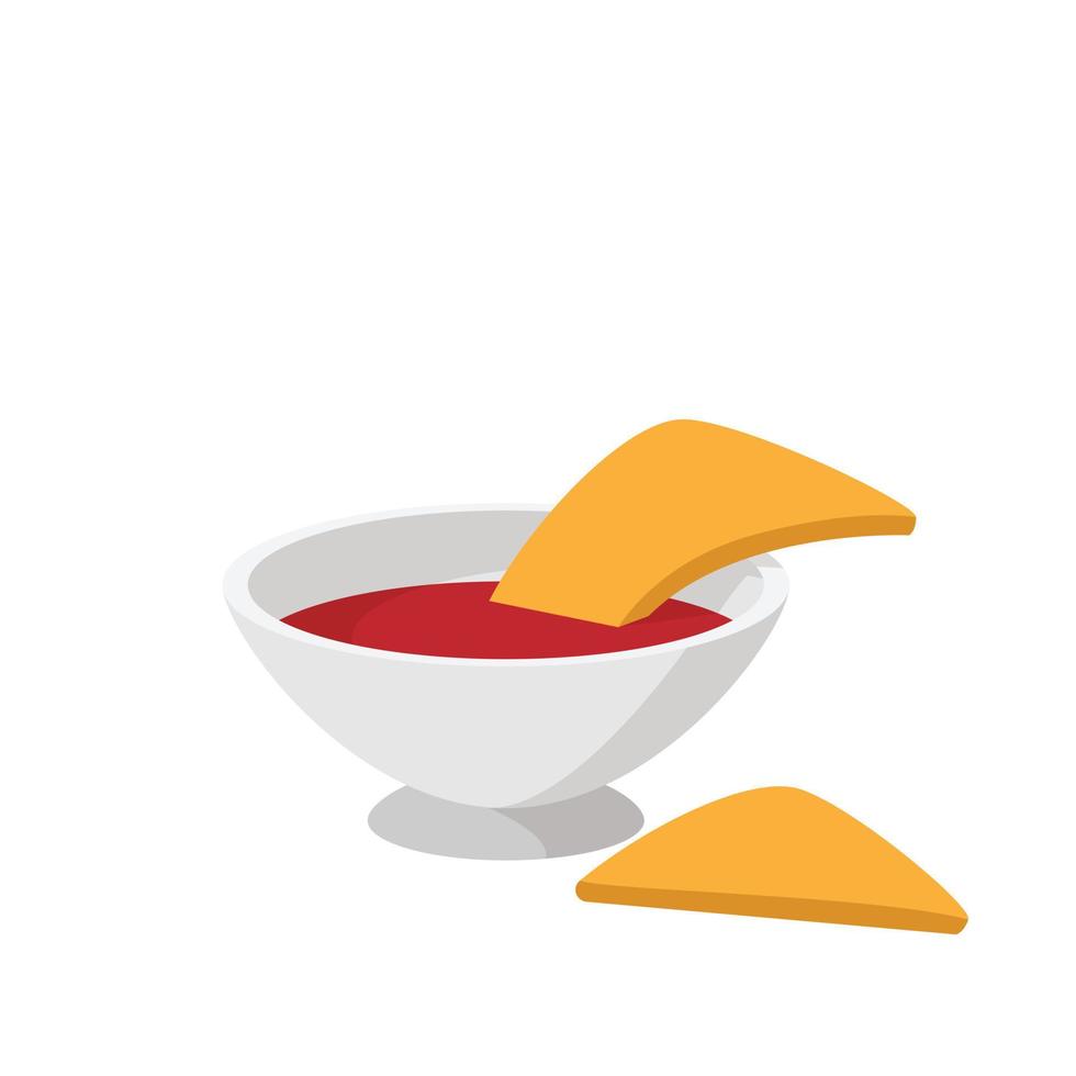 Pepper sauce with pita bread icon, cartoon style vector