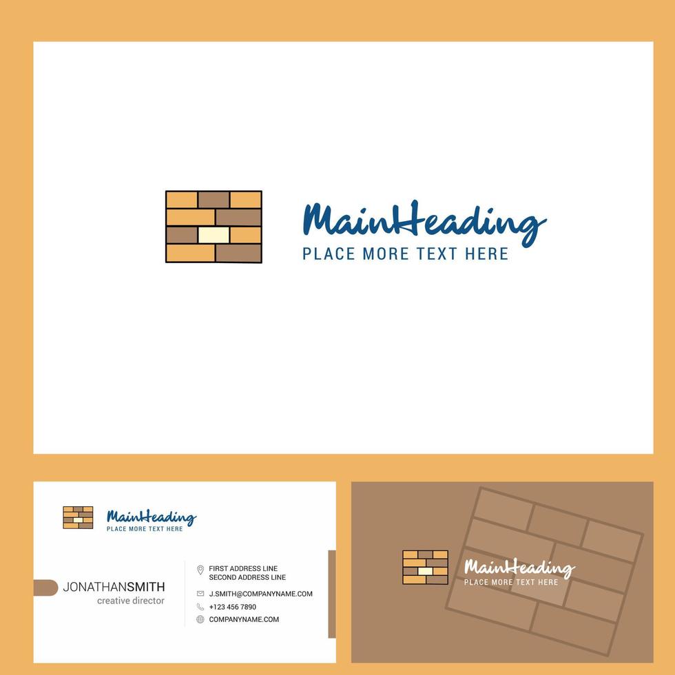 diseño de logotipo de pared de ladrillos con eslogan diseño creativo de vector de plantilla de tarjeta de negocios frontal y posterior