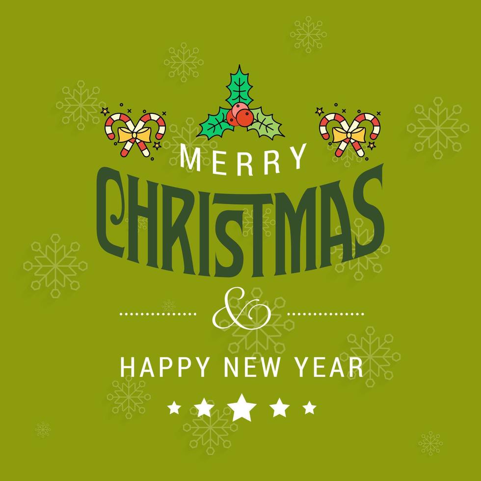 Christmas greetings card with typography and green background vector