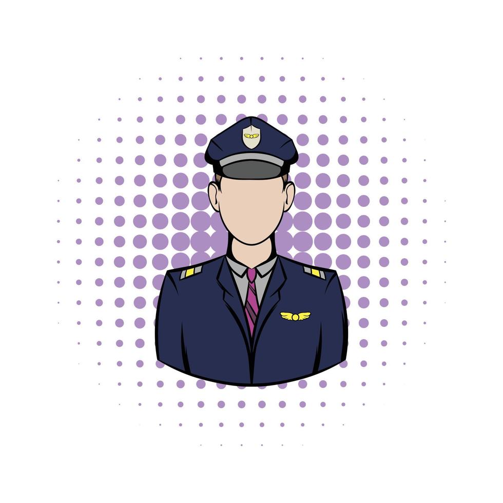 Captain of the aircraft comics icon vector