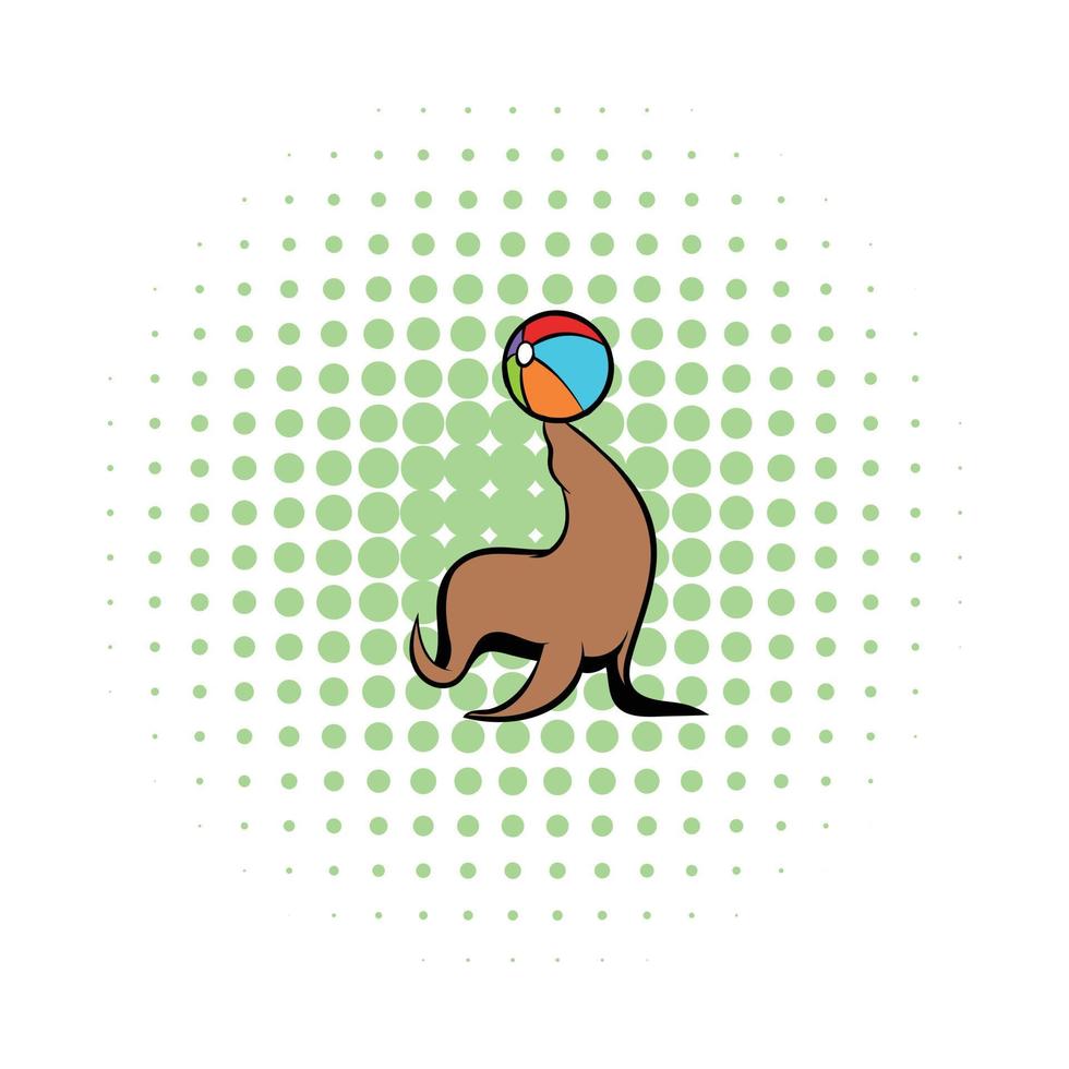 Fur seal circus comics icon vector