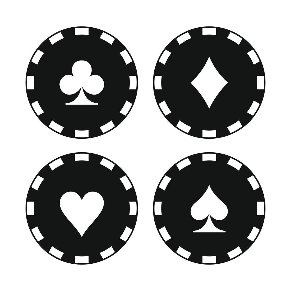 Card suit casino chips icons vector