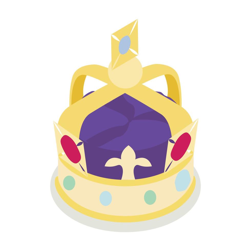 A royal crown icon, isometric 3d style vector