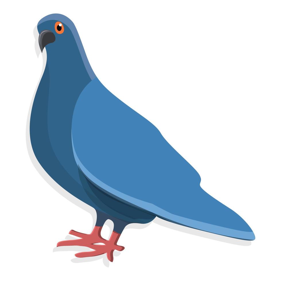 Blue pigeon icon, cartoon style vector