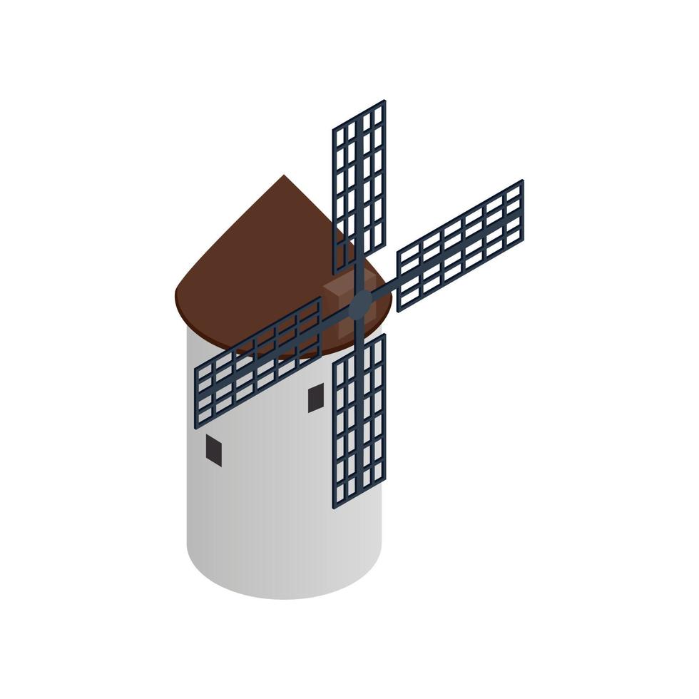 Windmill icon, isometric 3d style vector
