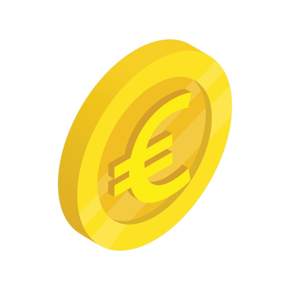 Gold coin with euro sign icon, isometric 3d style vector