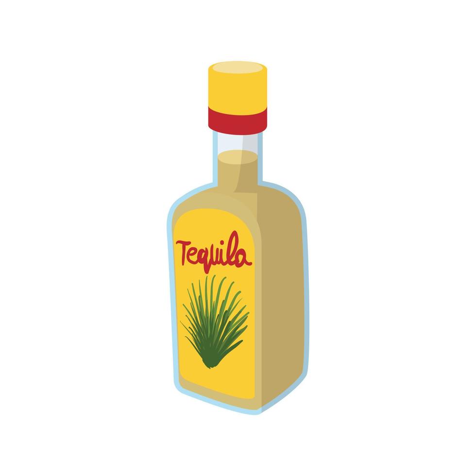 Tequila bottle icon, cartoon style vector