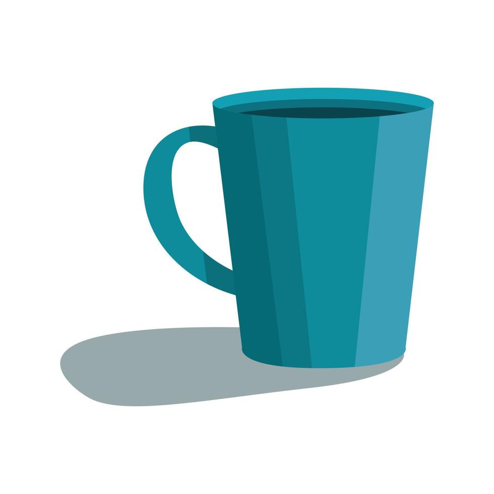 Lindo icono de taza azul, estilo de dibujos animados vector