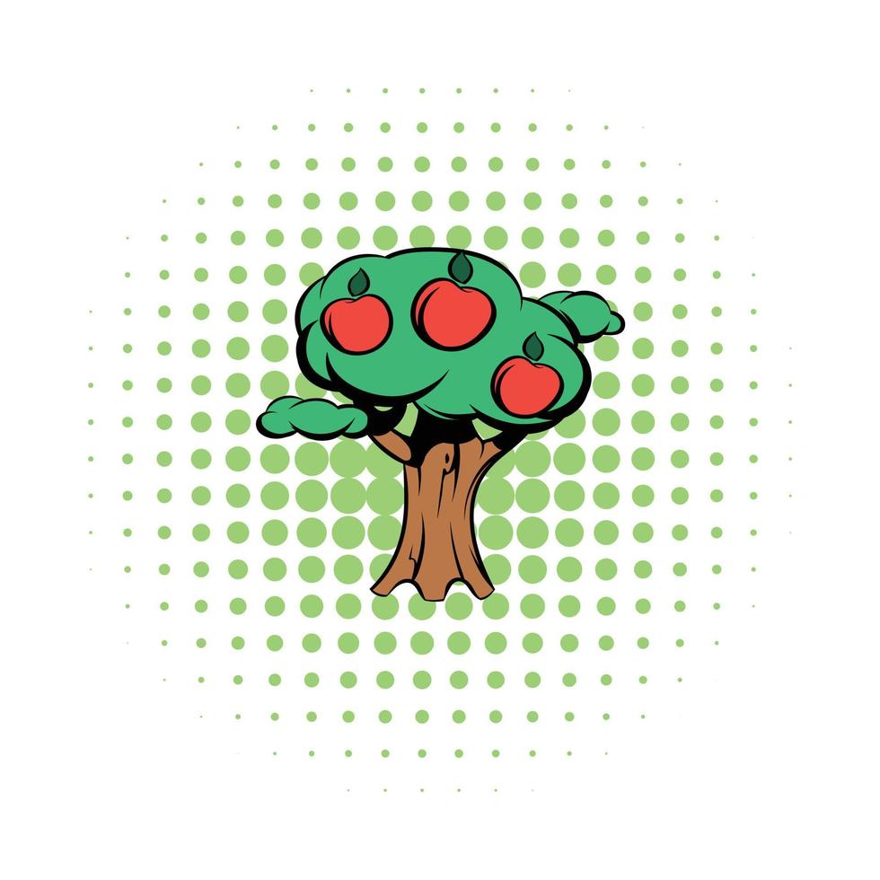 icono de cómics de árbol de manzana vector