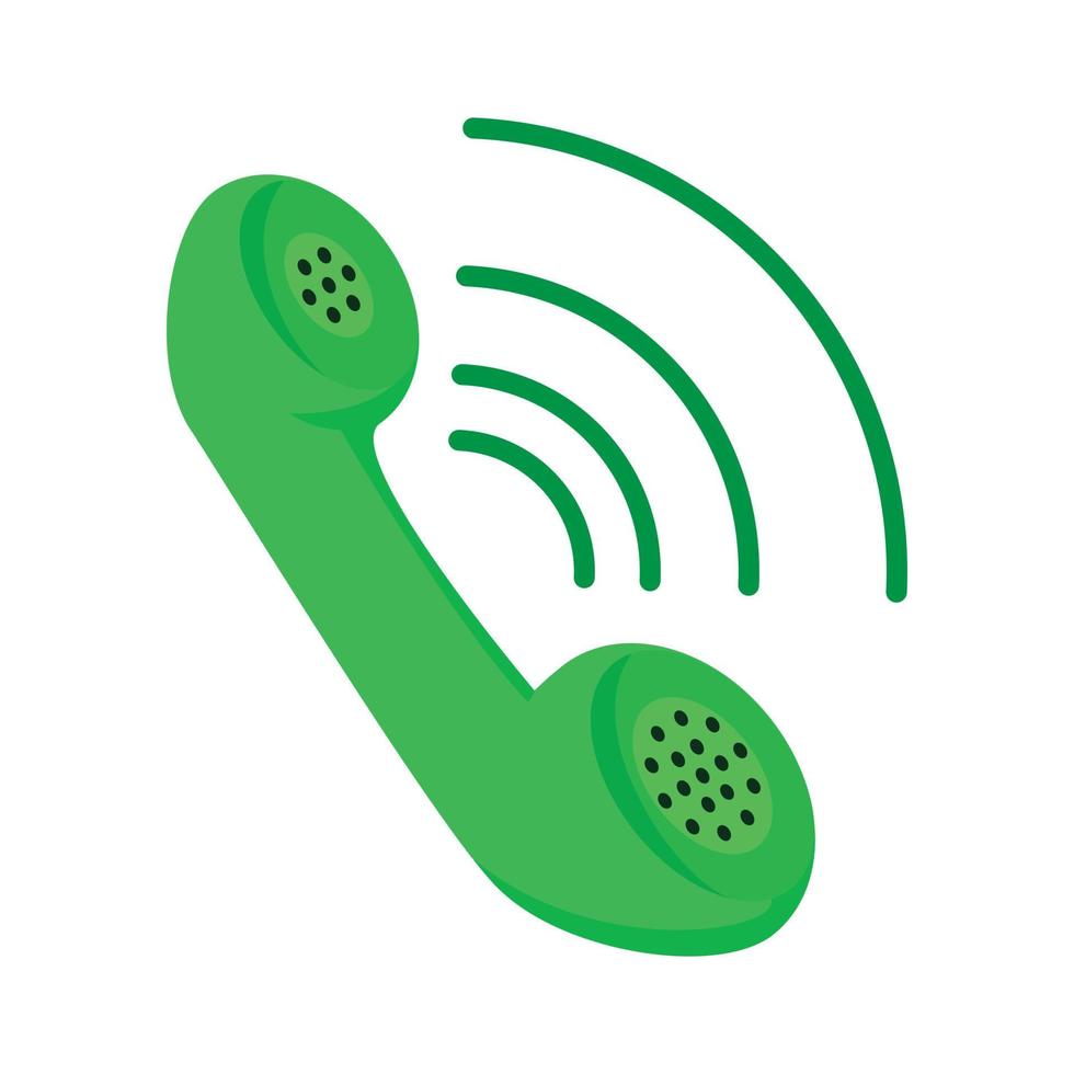 Green telephone receiver cartoon icon vector