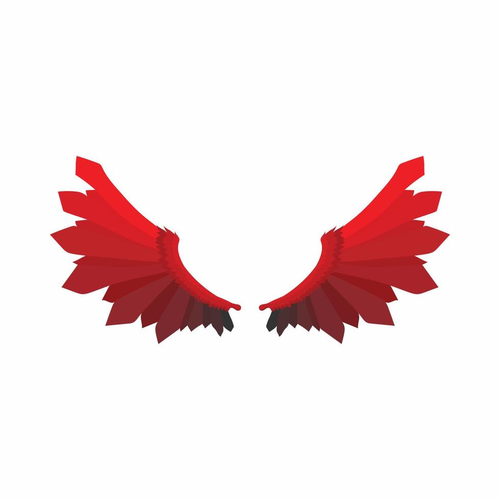 Red wings of devil icon, cartoon style vector