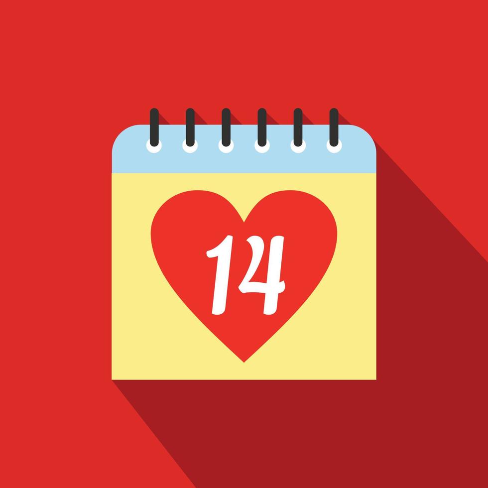 14 de febrero calendario icono plano vector