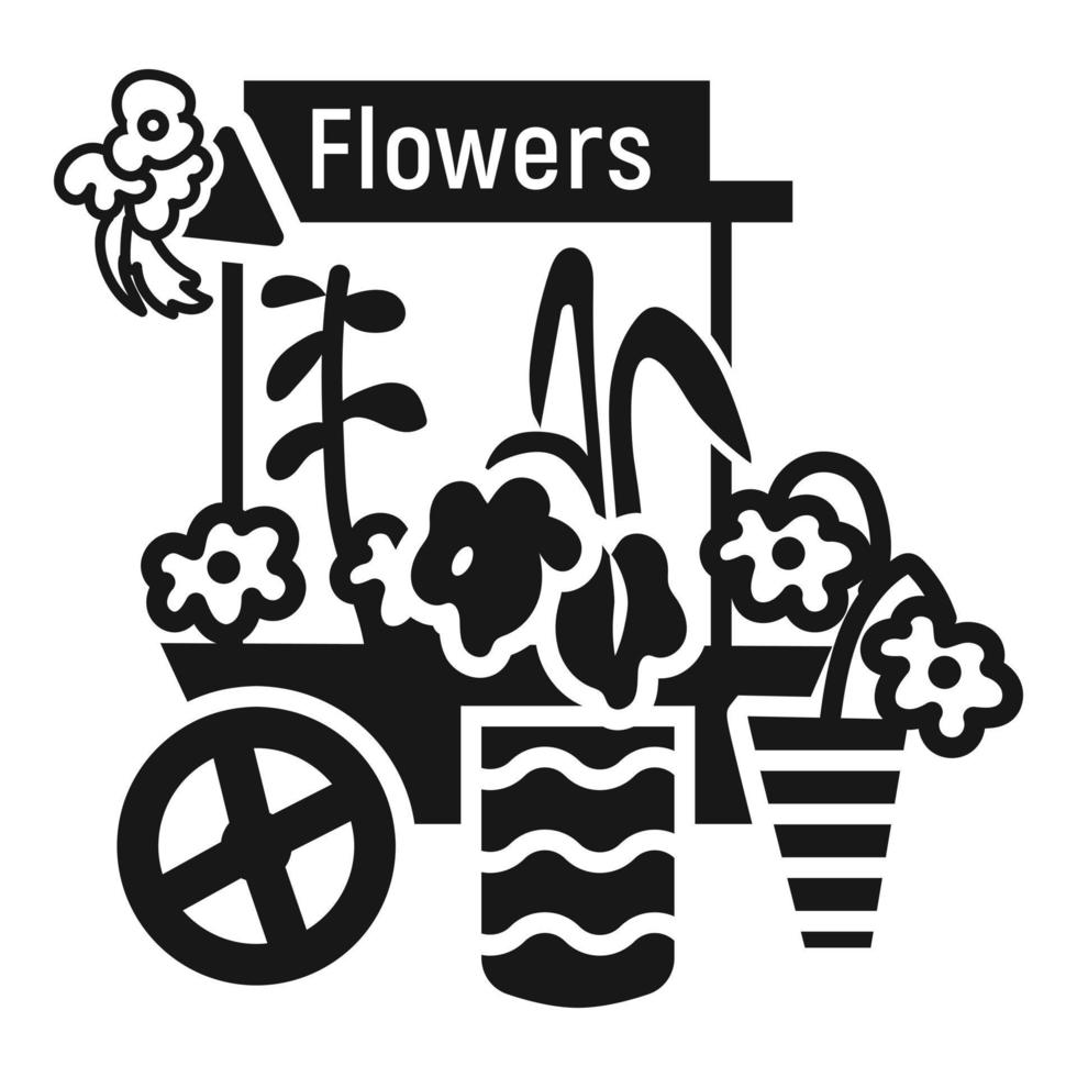 icono de carro de flores, estilo simple vector