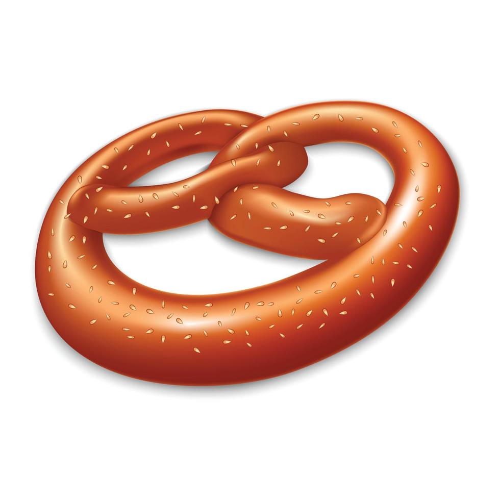 Salt pretzel icon, realistic style vector