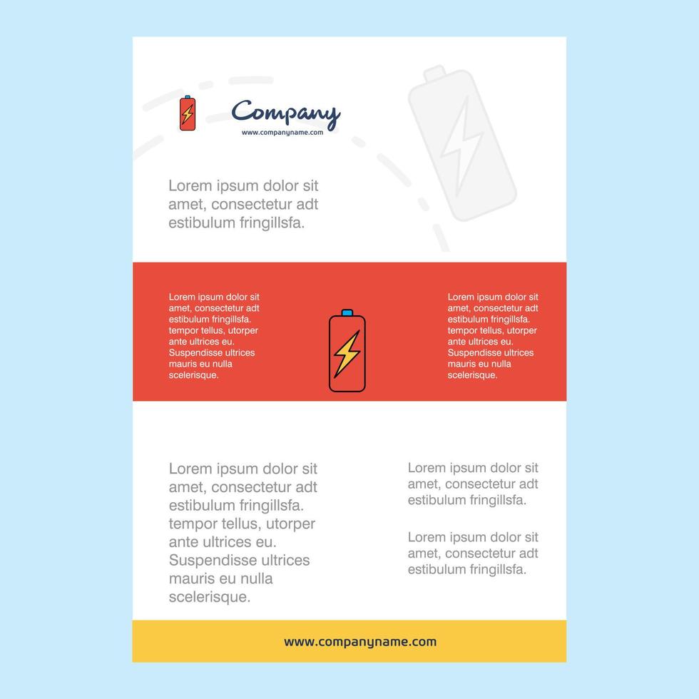 Template layout for Battery charging comany profile annual report presentations leaflet Brochure Vector Background