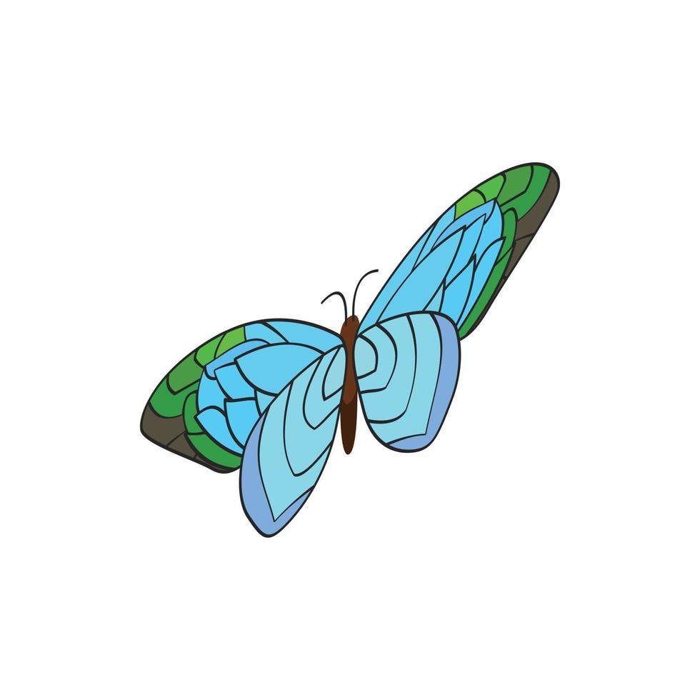 icono de mariposa azul, estilo 3d isométrico vector