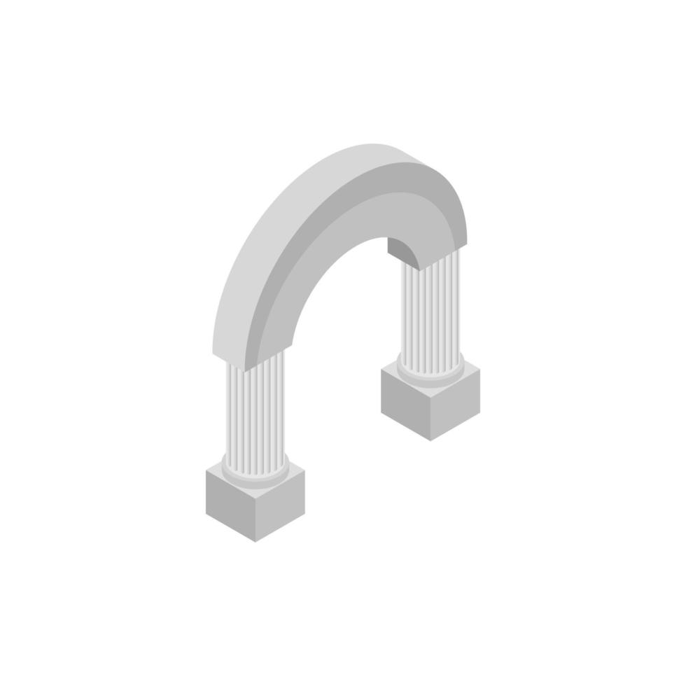 Round classic arch icon, isometric 3d style vector