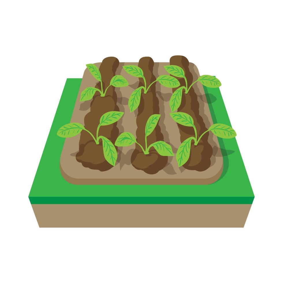 camas con plantas icono de dibujos animados vector