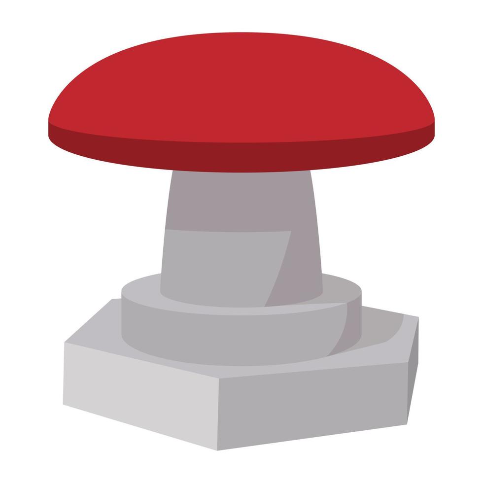 Red button icon, cartoon style vector