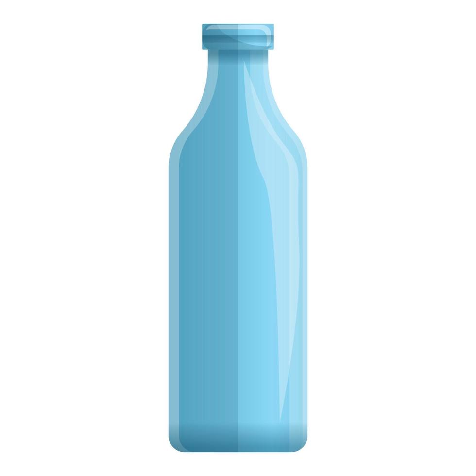 Blue glass bottle icon, cartoon style vector