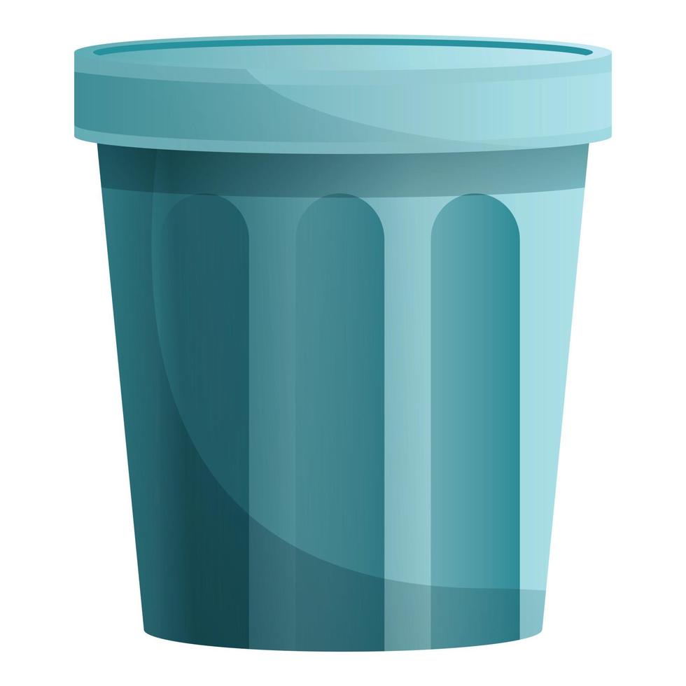 Empty garbage bin icon, cartoon style vector