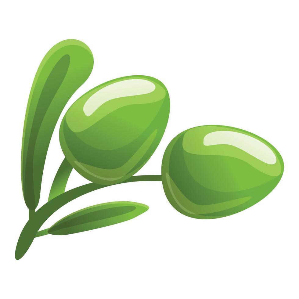 Green olive icon, cartoon style vector