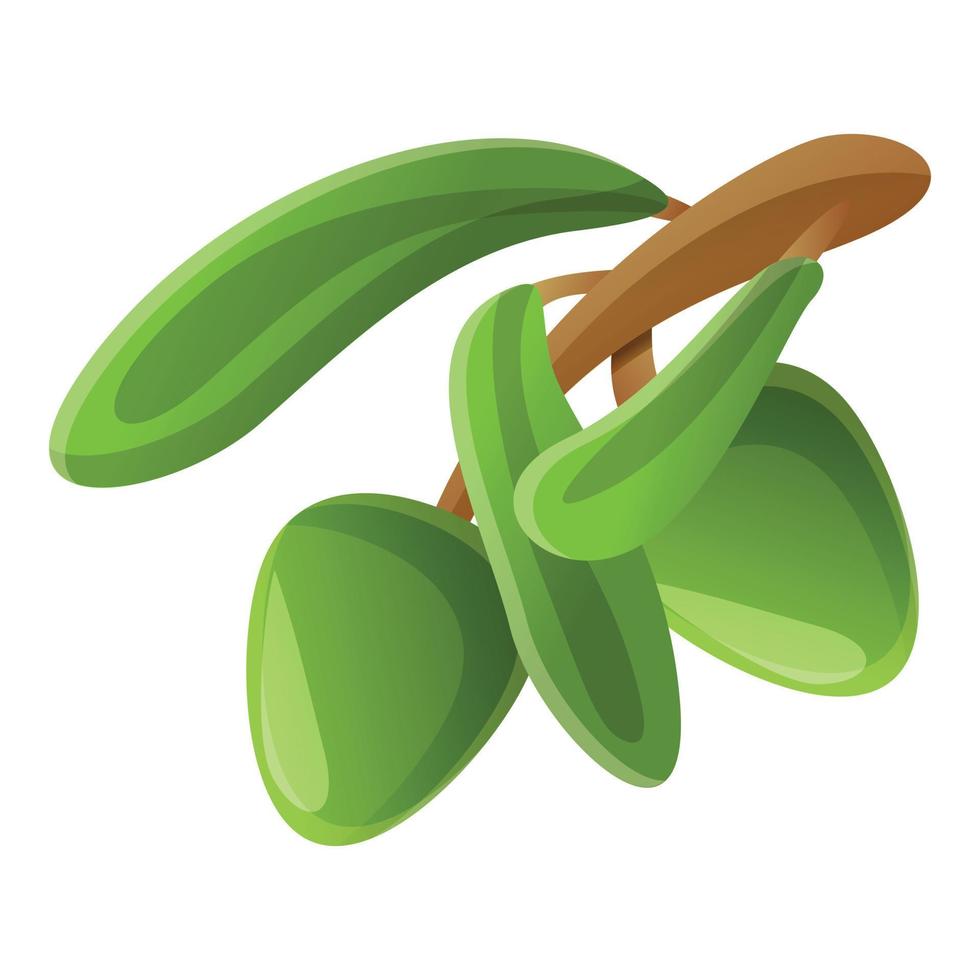 Tree olive branch icon, cartoon style vector