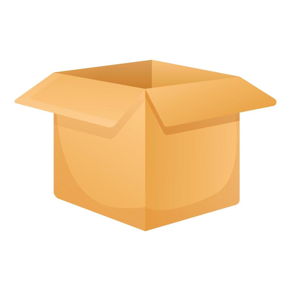 icono de caja de cartón abierta, estilo de dibujos animados vector