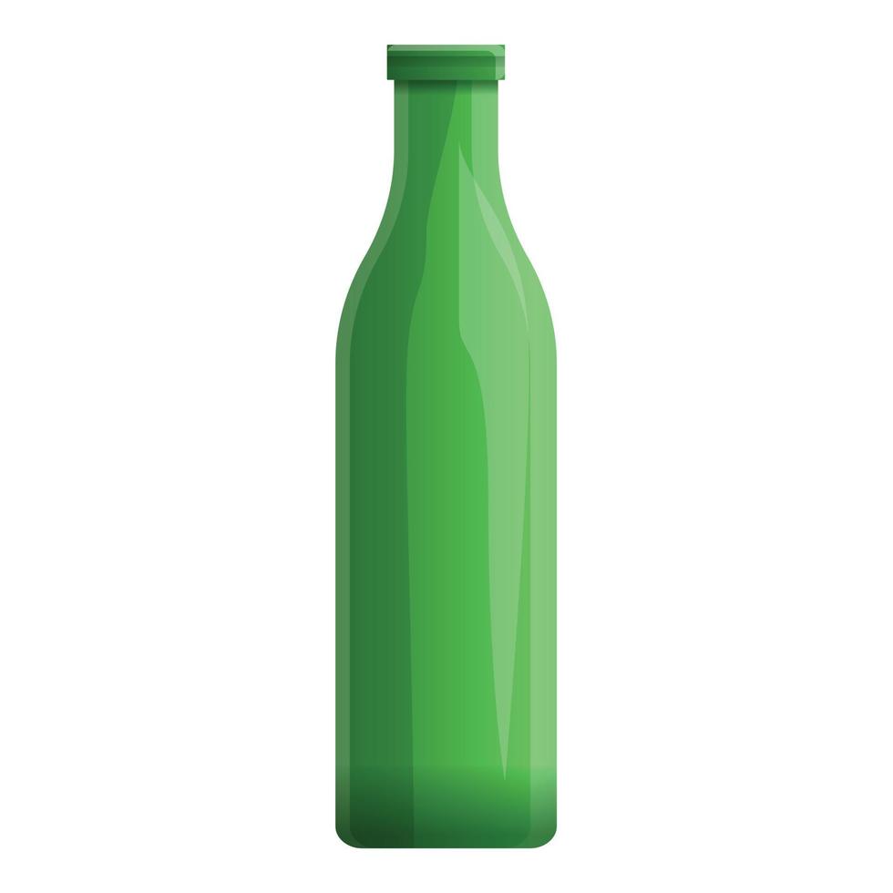 Green garbage bottle icon, cartoon style vector