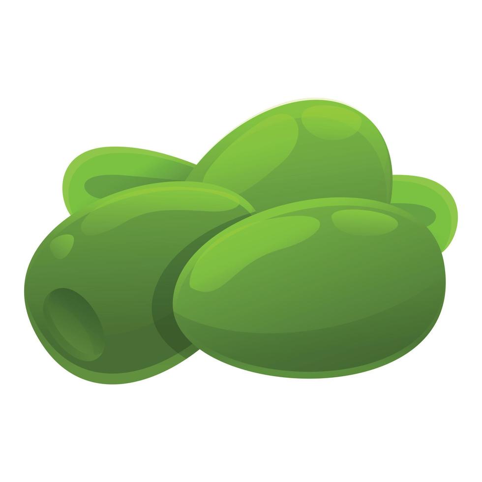 Green olive vegetables icon, cartoon style vector