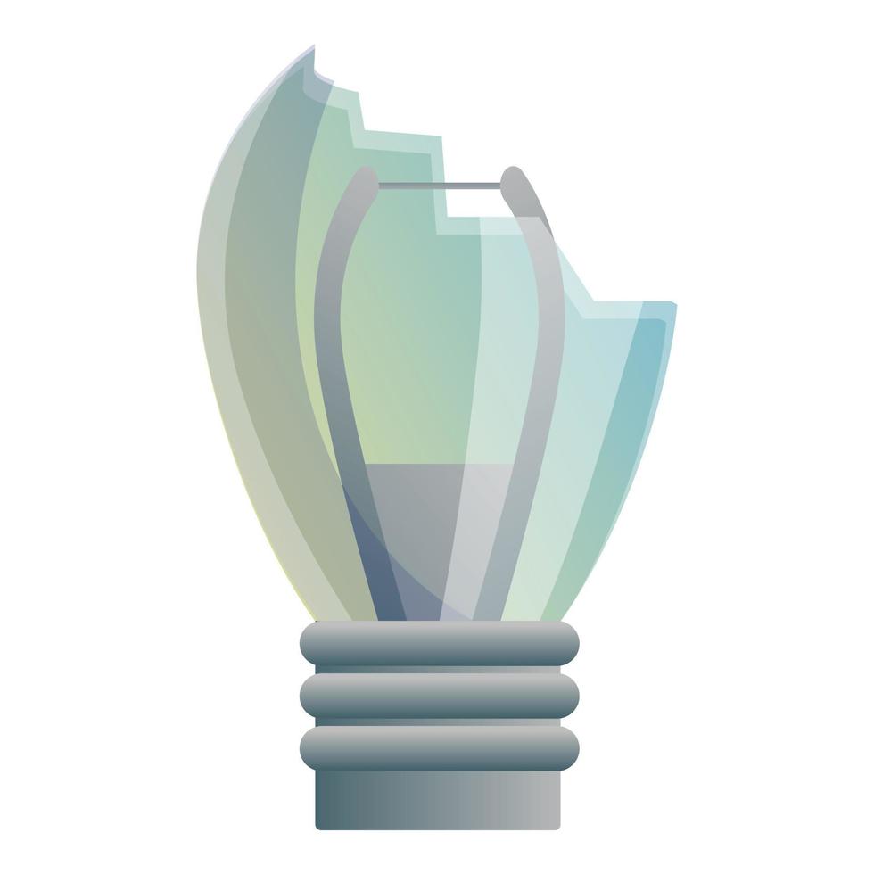 Broken bulb icon, cartoon style vector