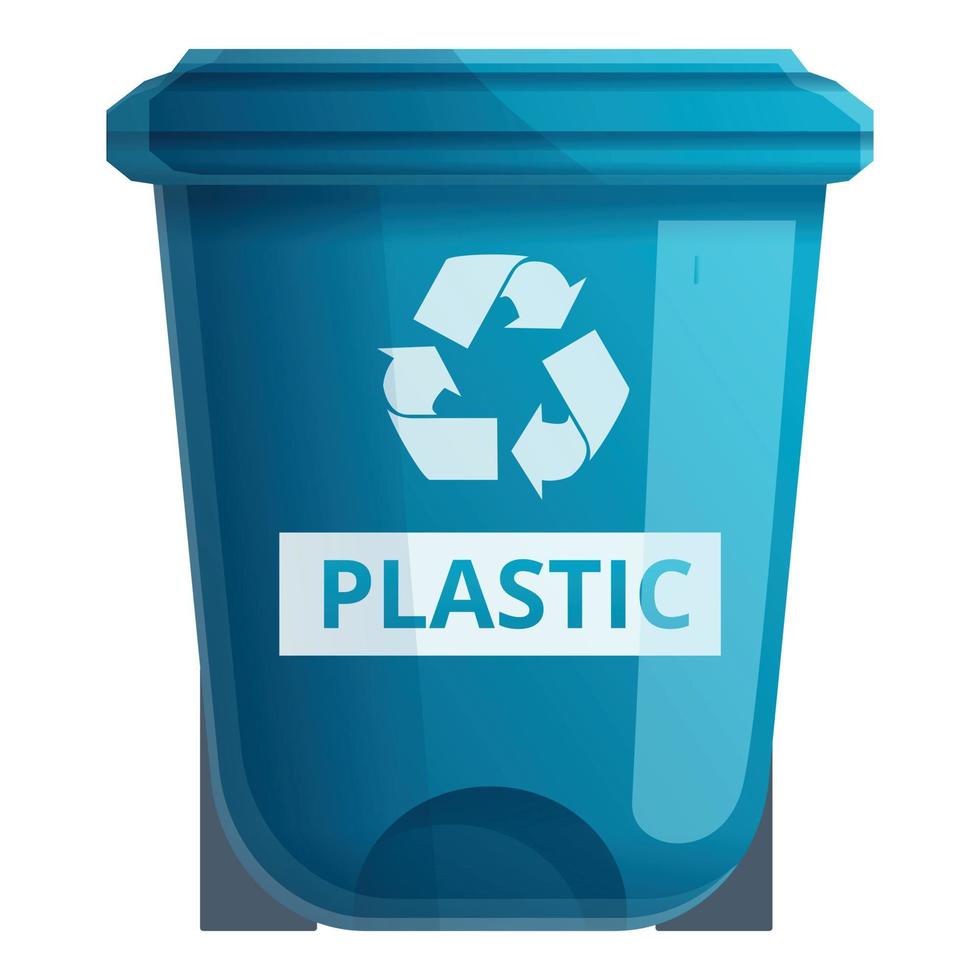 Recycle plastic bin icon, cartoon style vector