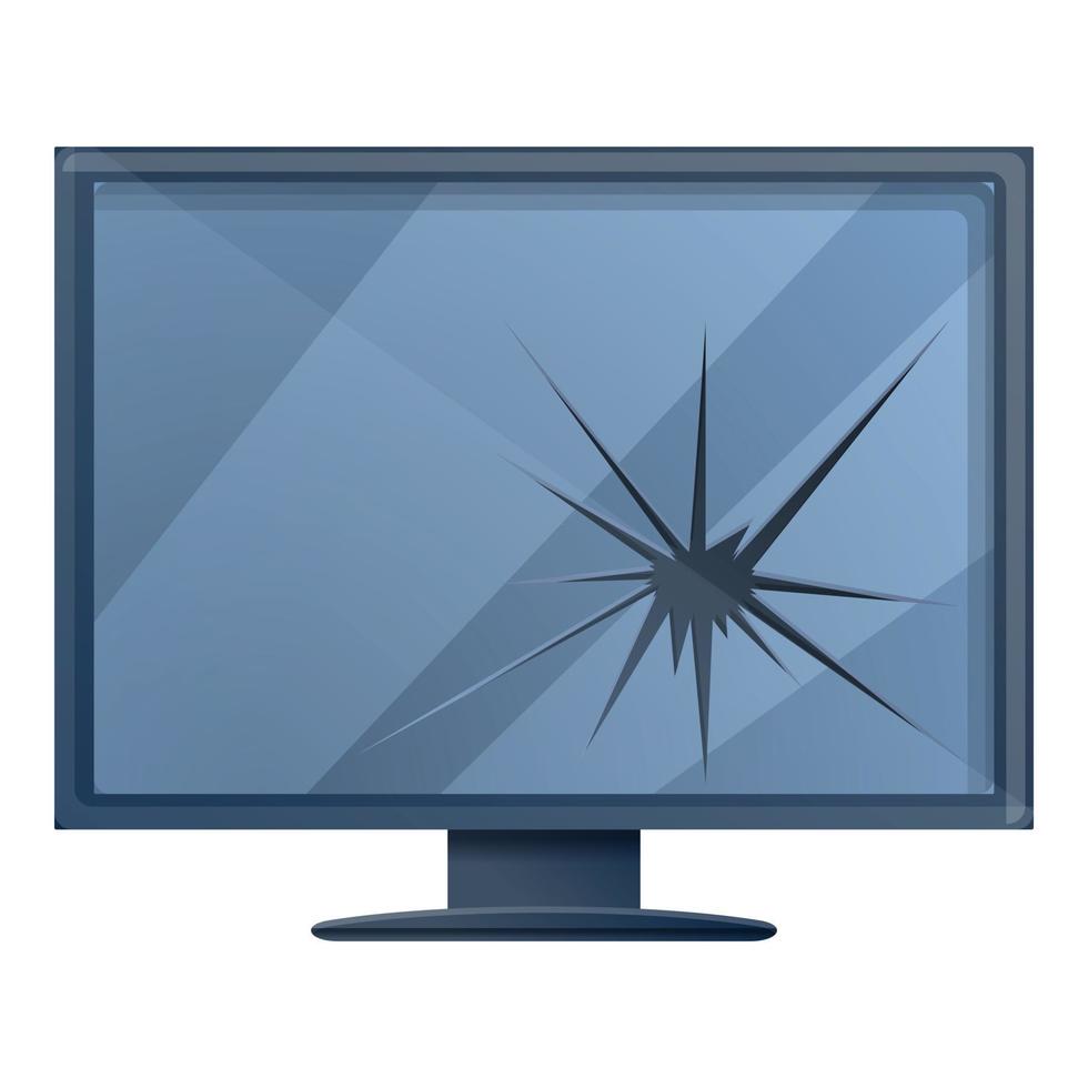 icono de monitor lcd roto, estilo de dibujos animados vector