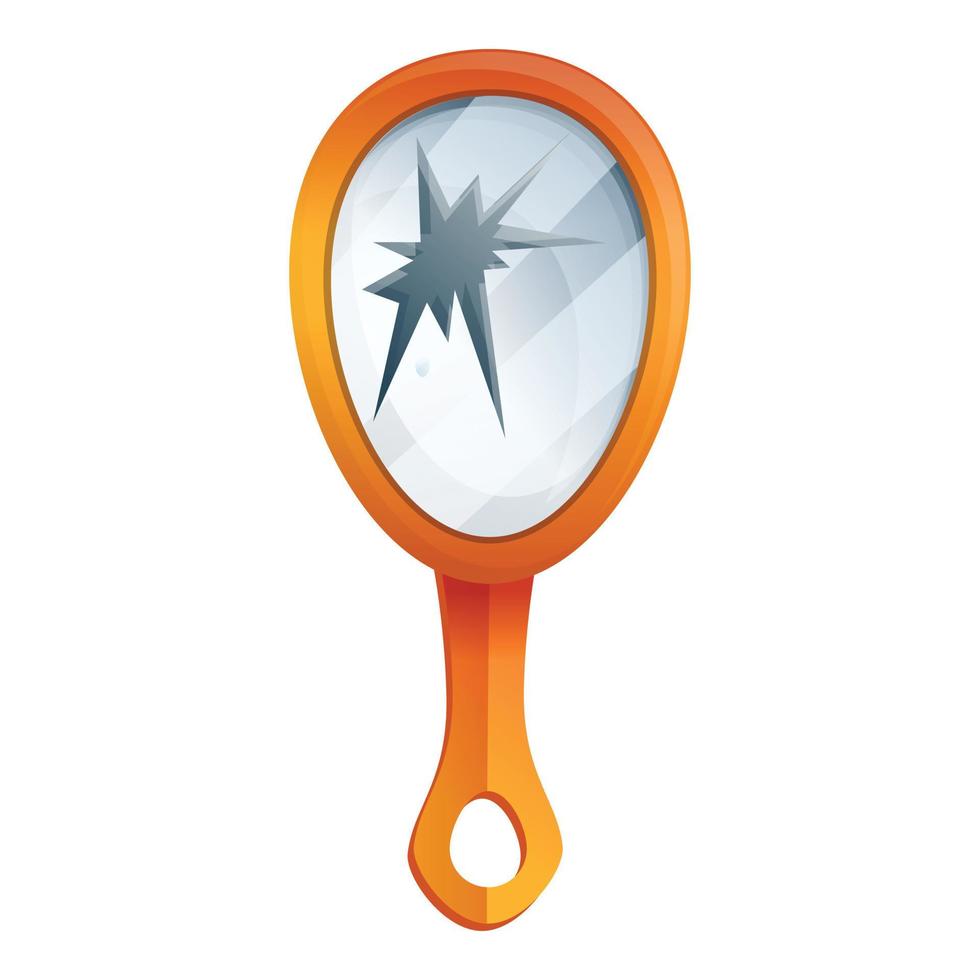 Broken hand mirror icon, cartoon style vector