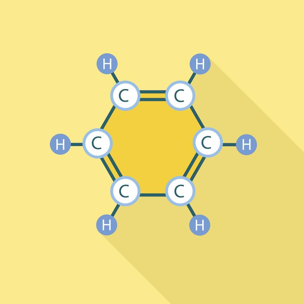 icono de molécula de benceno, estilo plano vector