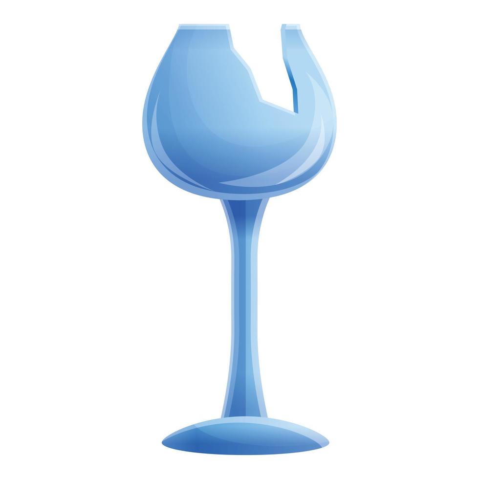 Broken wine glass icon, cartoon style vector