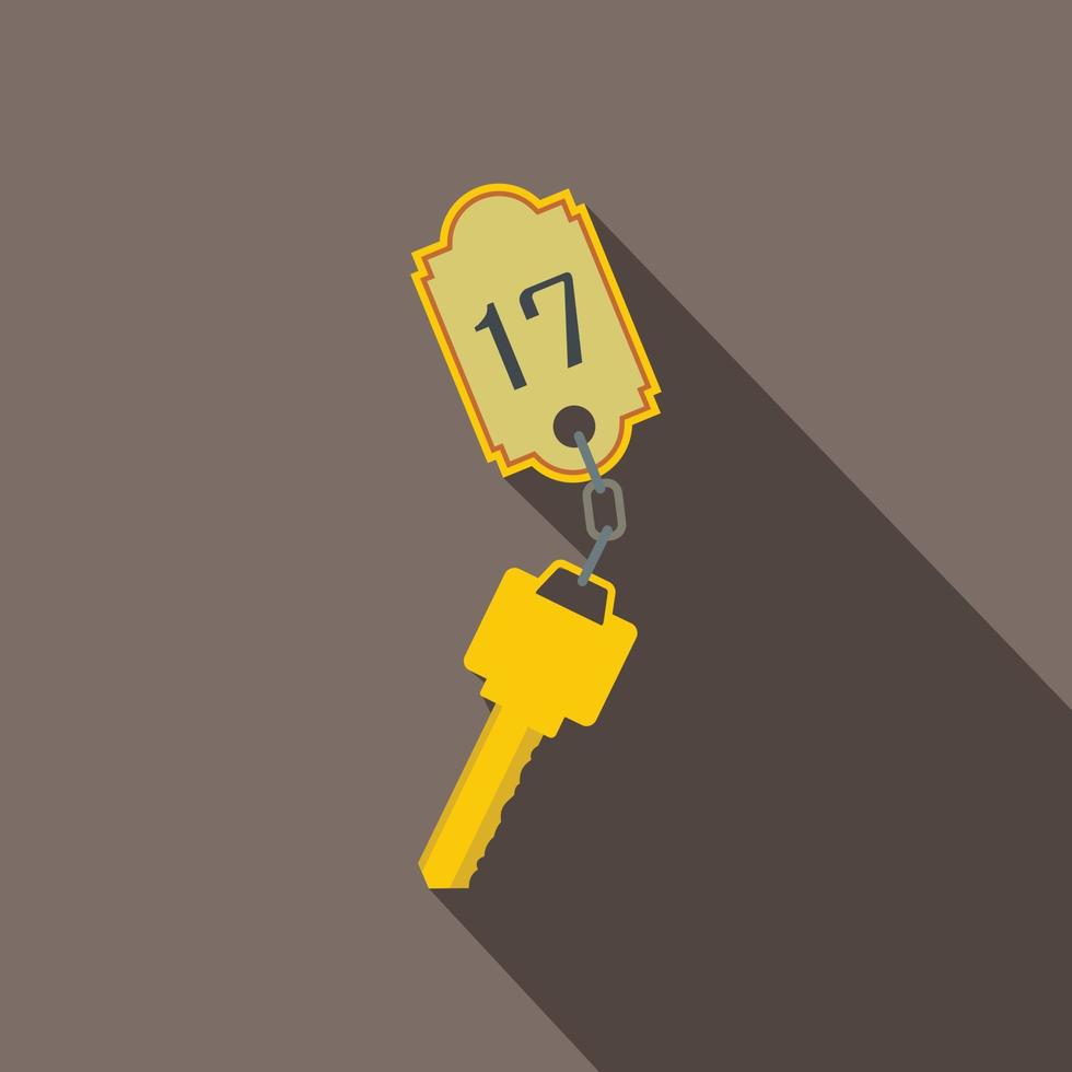 Hotel key with a room number flat icon vector