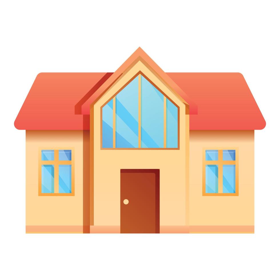 Front cottage icon, cartoon style vector