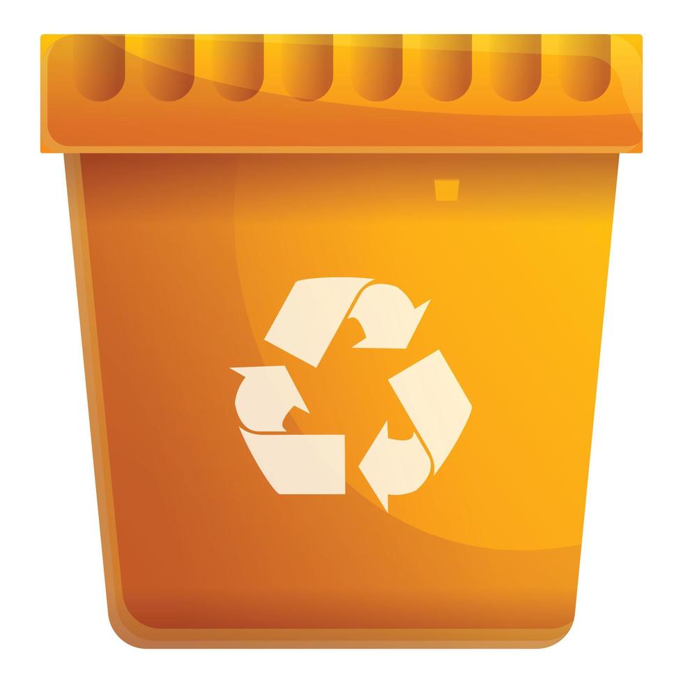 icono de papelera de reciclaje, estilo de dibujos animados vector