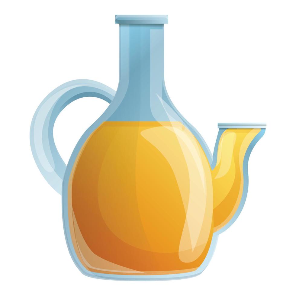 Olive oil glass pot icon, cartoon style vector