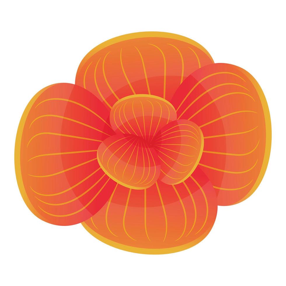 Orange orchid icon, cartoon style vector