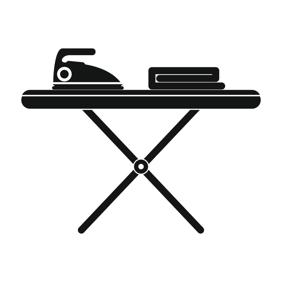 Ironing board with iron black simple icon vector