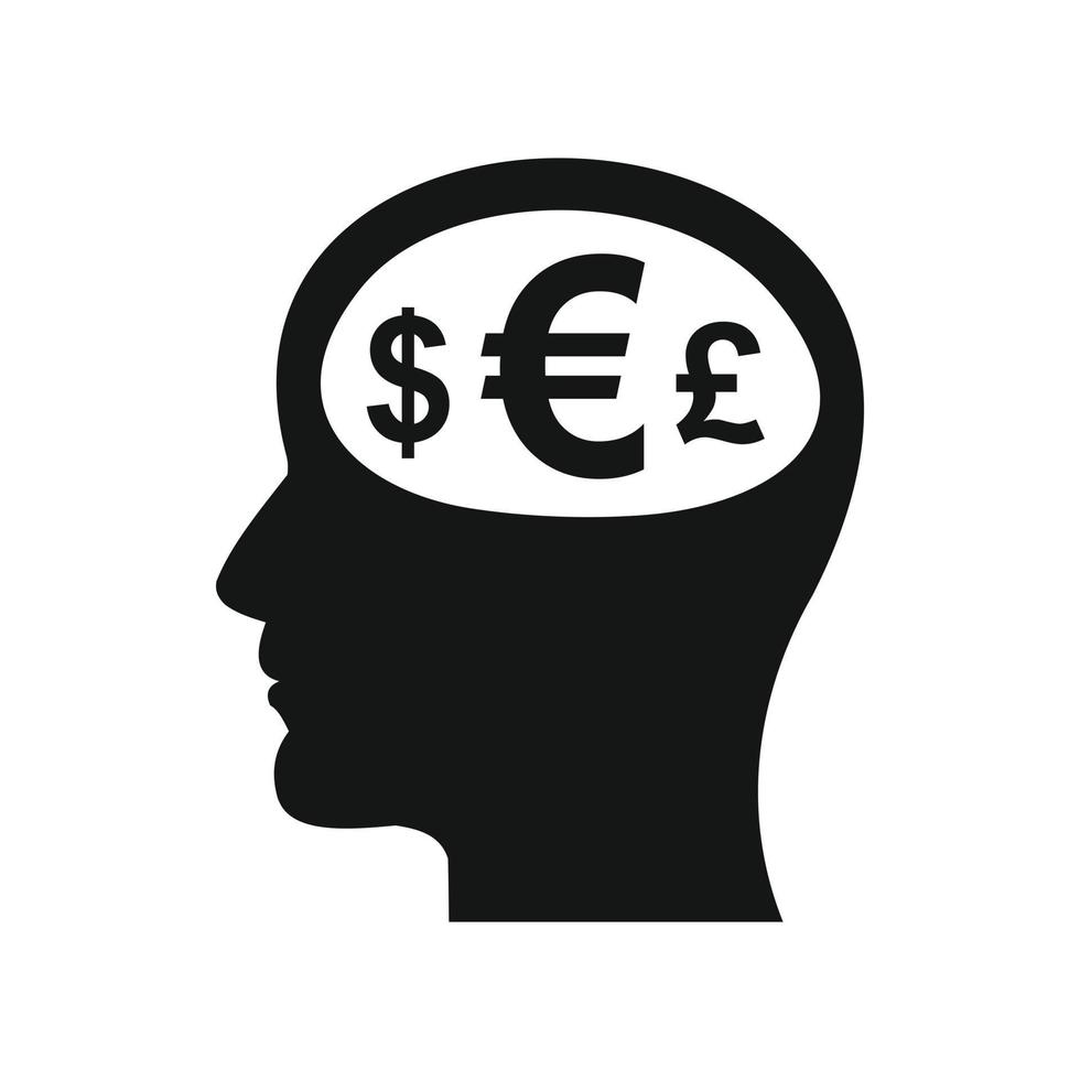 Thoughts about money icon, simple style vector