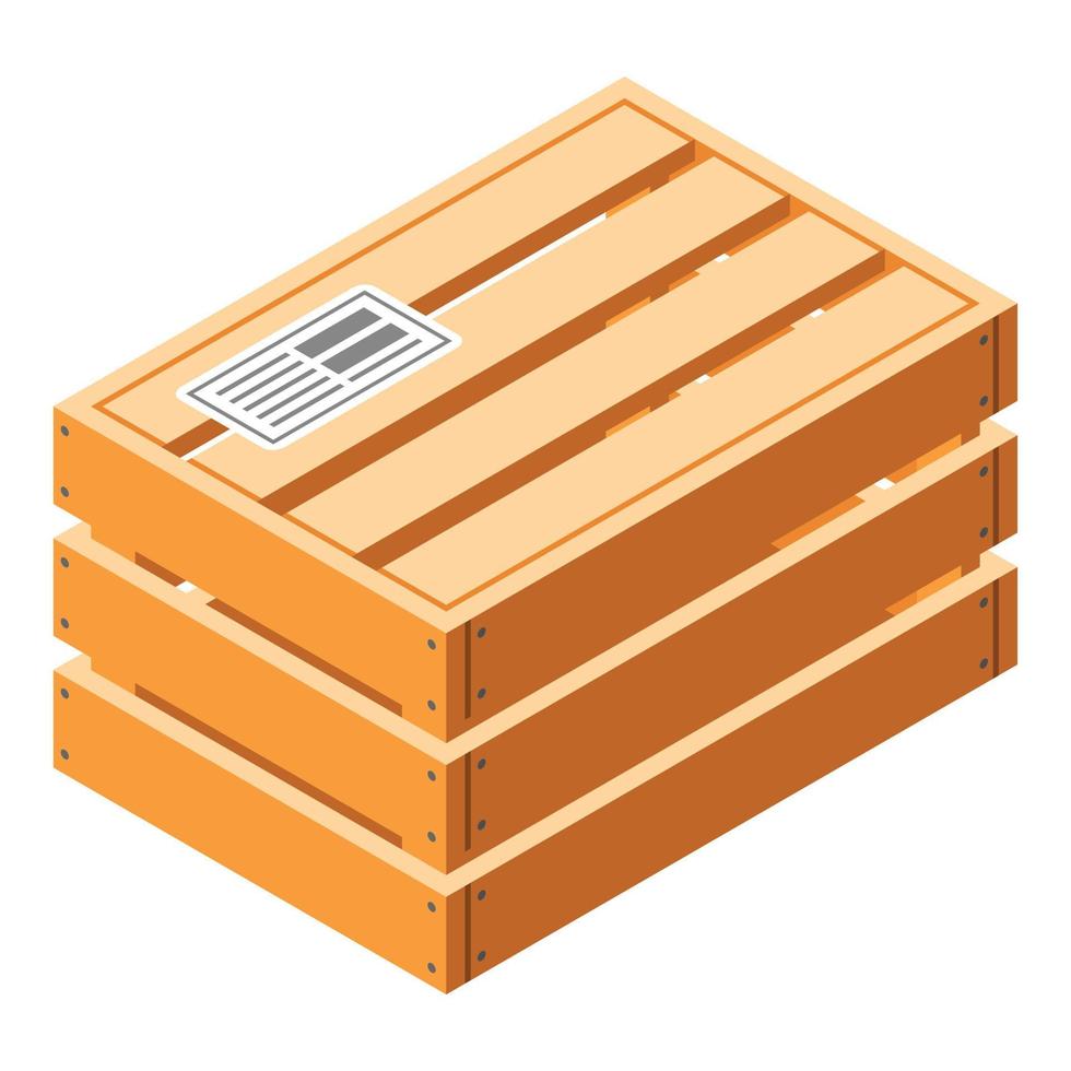 Closed wood crate icon, isometric style vector