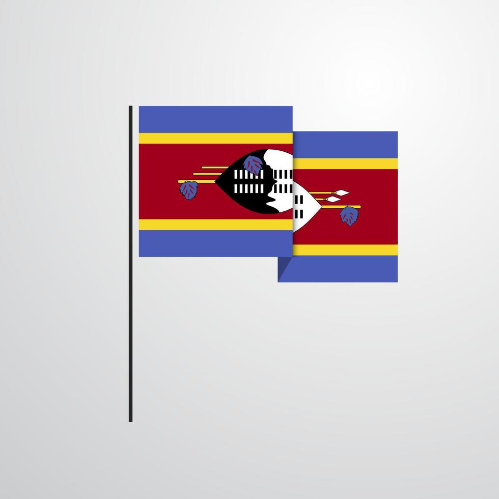 vector de diseño de bandera ondeante de swazilandia