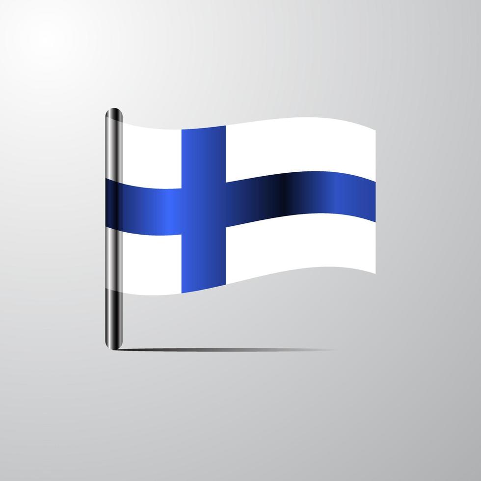 Finland waving Shiny Flag design vector