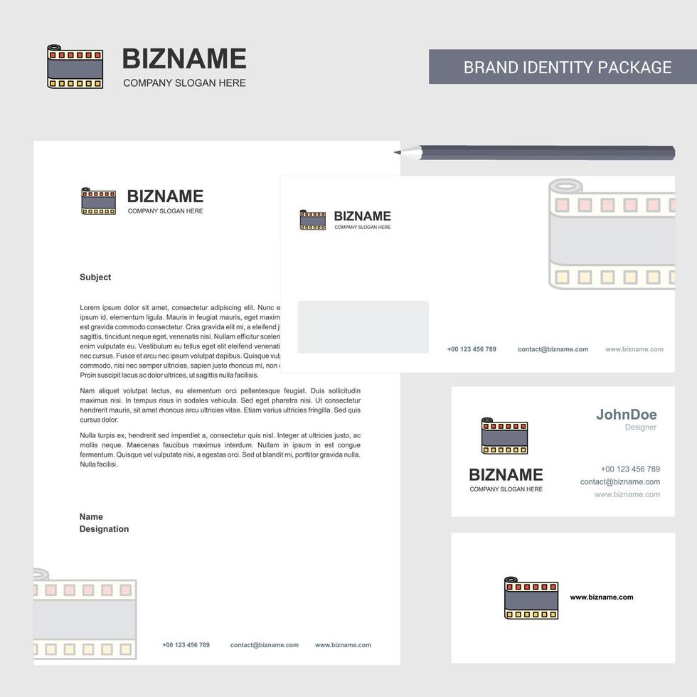 Film roll Business Letterhead Envelope and visiting Card Design vector template