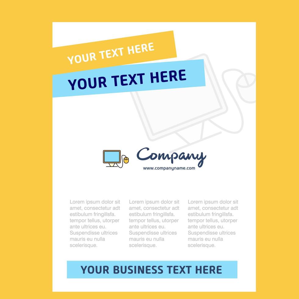 Computer Title Page Design for Company profile annual report presentations leaflet Brochure Vector Background